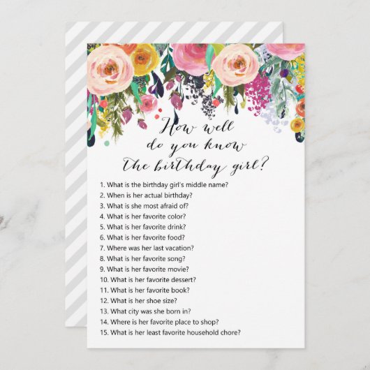 フローラガーデン誕生日 – 誰が知っている誕生日女の子 招待状 (正面/裏面)