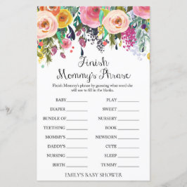 フローラガーデン赤ちゃんシャワーゲームプリント