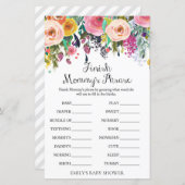 フローラガーデン赤ちゃんシャワーゲームプリント (正面/裏面)