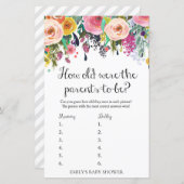 フローラガーデン赤ちゃんシャワーゲームプリント (正面/裏面)