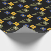 フローラガーデン黒い背景ピクセル花 ラッピングペーパー (角)