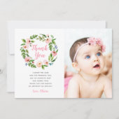 フローラガーデン1th誕生日フォトサンキューカード 招待状 (正面)