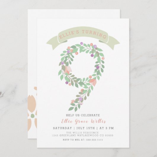 フローラガーデン9thバースデーパーティー招待状 招待状 (正面/裏面)