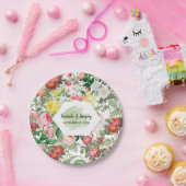 フローラガーデン、水彩画結婚像画 ペーパープレート (パーティー)