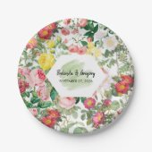 フローラガーデン、水彩画結婚像画 ペーパープレート (正面)