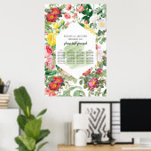 フローラガーデン、水彩結婚のシーティングチャート ポスター (ホームオフィス)