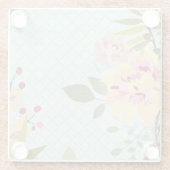 フローラガーデン、青い背景 ガラスコースター (裏面)