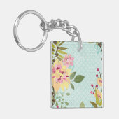 フローラガーデン、青い背景 キーホルダー (正面左)