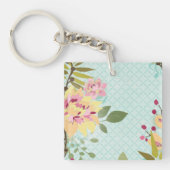 フローラガーデン、青い背景 キーホルダー (正面)
