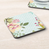 フローラガーデン、青い背景 コースター (左側)