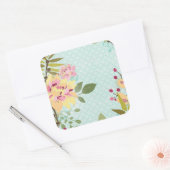 フローラガーデン、青い背景 スクエアシール (封筒)