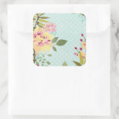 フローラガーデン、青い背景 スクエアシール (バッグ)