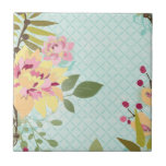 フローラガーデン、青い背景 タイル<br><div class="desc">フローラ園、青い背景。アーティスト： June Erica Vess.イメージID: 105963D。</div>