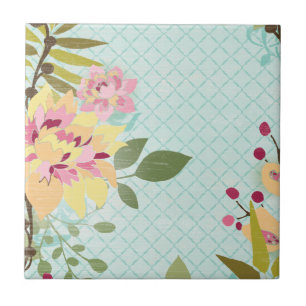 フローラガーデン、青い背景 タイル