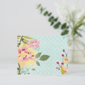 フローラガーデン、青い背景 ポストカード (スタンド正面)