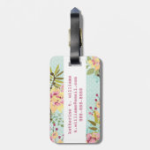 フローラガーデン、青い背景 ラゲッジタグ (裏面縦)