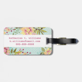 フローラガーデン、青い背景 ラゲッジタグ (裏面横)