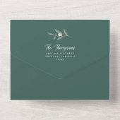 フローラガーランドアーチ写真グリーンクリスマスカード オールインワン招待状 (裏面)