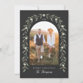 フローラガーランドアーチ写真ブラッククリスマスカード シーズンカード (正面)