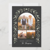 フローラガーランドアーチ3フォトブラッククリスマスカード シーズンカード (正面)