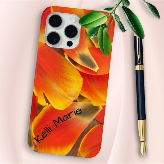 フローラガーリーオレンジチューリップ花花びら写真 Case-Mate iPhoneケース