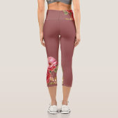 フローラガーリーダークほこりっぽいピンク高いウェイストキャプリス カプリレギンス (裏面)