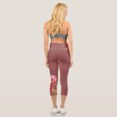 フローラガーリーダークほこりっぽいピンク高いウェイストキャプリス カプリレギンス (裏面)