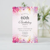 フローラガーリーパステルウォーターカラーシック60th誕生日 招待状 (スタンド正面)