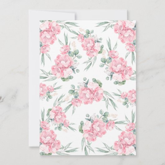 フローラガーリーピンクゾウ赤ちゃんシャワー招待状 招待状 (裏面)