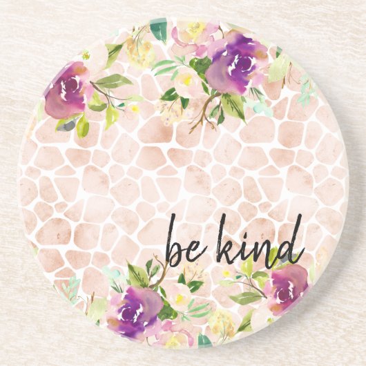 フローラガーリーピーチキリンプリントウォーターカラー コースター (正面)