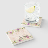 フローラガーリーピーチキリンプリントウォーターカラー ストーンコースター (横)