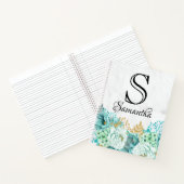 フローラガーリーブーケミントマーブルモノグラムイニシャル ノートブック (内部)