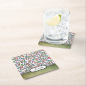 フローラガーリールのパターン：：パーソナル化可能 スクエアペーパーコースター (インサイチュ)