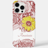 フローラガーリー名前をカスタムするイエローデイジーフラワー Case-Mate iPhoneケース (裏面)