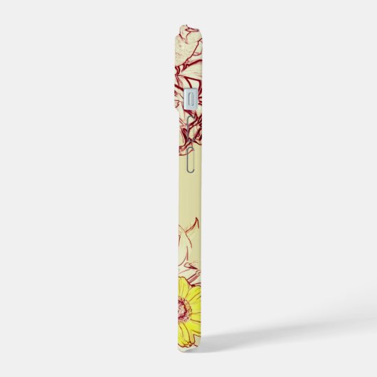 フローラガーリー名前をカスタムするイエローデイジーフラワー iPhone 15ケース (左側面)