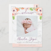 フローラガーリー大理石の写真の誕生のお知らせ ポストカード (正面/裏面)