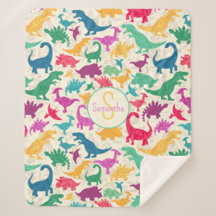 フローラガーリー恐竜シルエット女子 シェルパブランケット