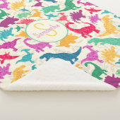 フローラガーリー恐竜シルエット女子 シェルパブランケット (3/4)