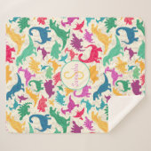 フローラガーリー恐竜シルエット女子 シェルパブランケット (正面(横))