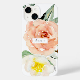 フローラガーリー水彩サンゴ花モノグラム Case-Mate iPhone 14ケース