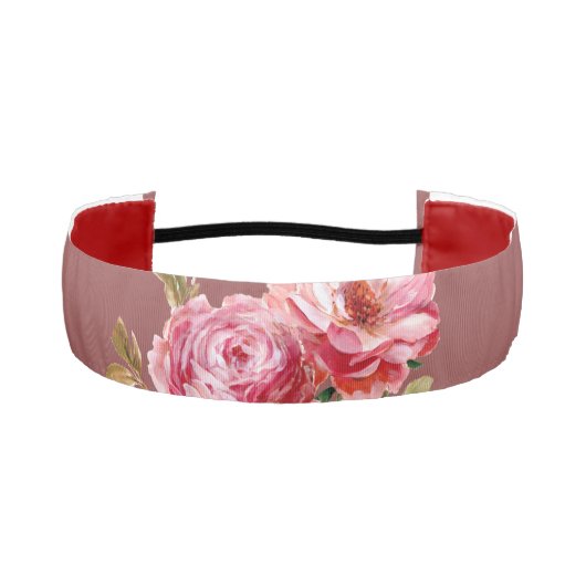 フローラガーリー濃厚なピンク色のバラ アスレチックヘッドバンド (正面)