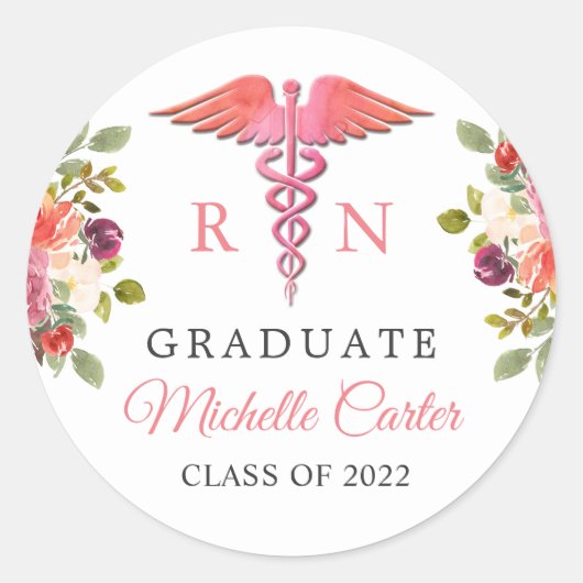 フローラガーリー看護シンボル卒業シール ラウンドシール (正面)