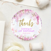 フローラガーリー藤バタフライ誕生日ありがとう ラウンドシール