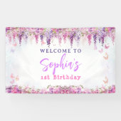 フローラガーリー藤金ゴールド蝶子供の誕生日 横断幕 (横)