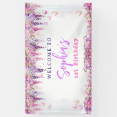 フローラガーリー藤金ゴールド蝶子供の誕生日 横断幕 (縦)