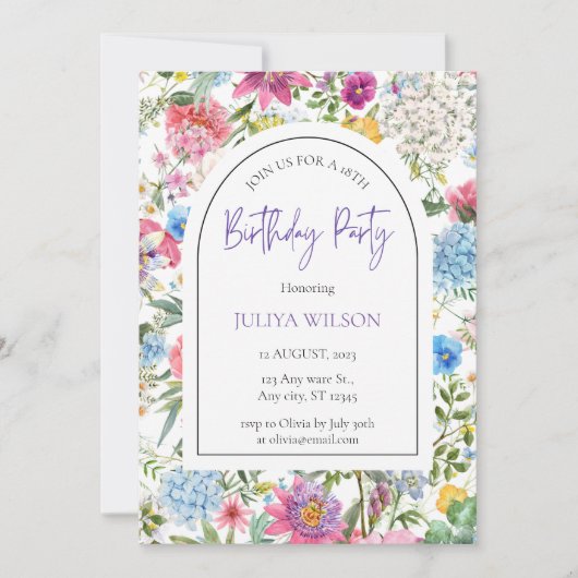 フローラガーリー誕生会 招待状 (正面)