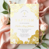 フローラガールエレガントバプティスゴールドフォイル招待状 箔招待状