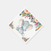フローラガールエレファントベビーシャワーピンクナプキン スタンダードカクテルナプキン (角)