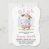 フローラガールカウベビーシャワー 招待状 (正面)