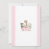 フローラガールサファリベビーアニマルズ誕生日 招待状 (裏面)
